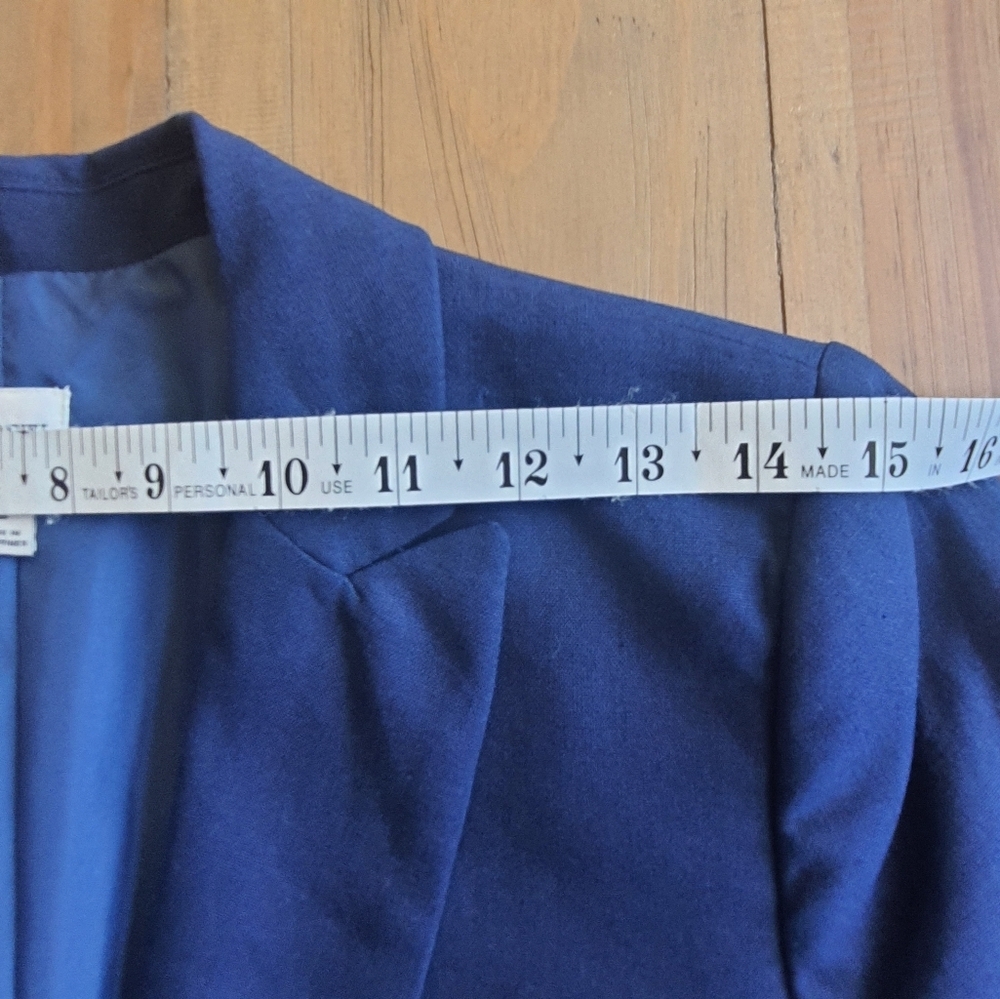 J. CREW Womens Linen Cotton Blazer Bright Navy Blue Peak Lapel Business Casual - Picture 5 of 14